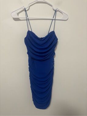 Princess Polly Royal Blue Ruched Cowl Mini Dress